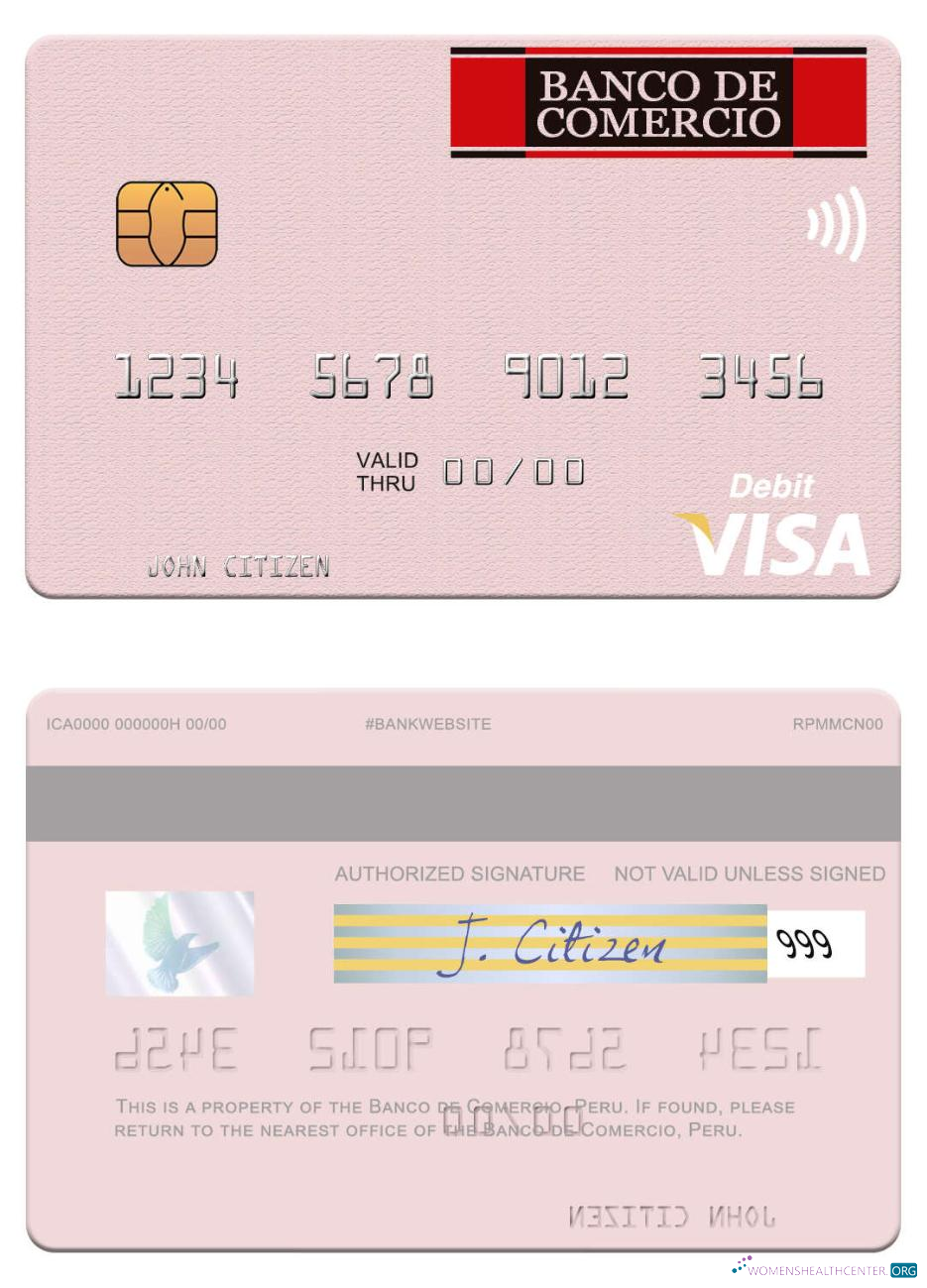 Download Peru Banco de Comercio visa debit card Photoshop template